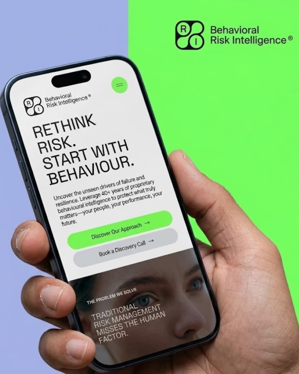 The Behavioural Risk Intelligence website on a phone